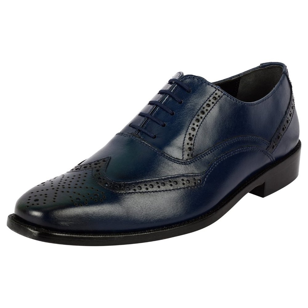 Bubble Navy Leather Oxford Style Dress Shoes